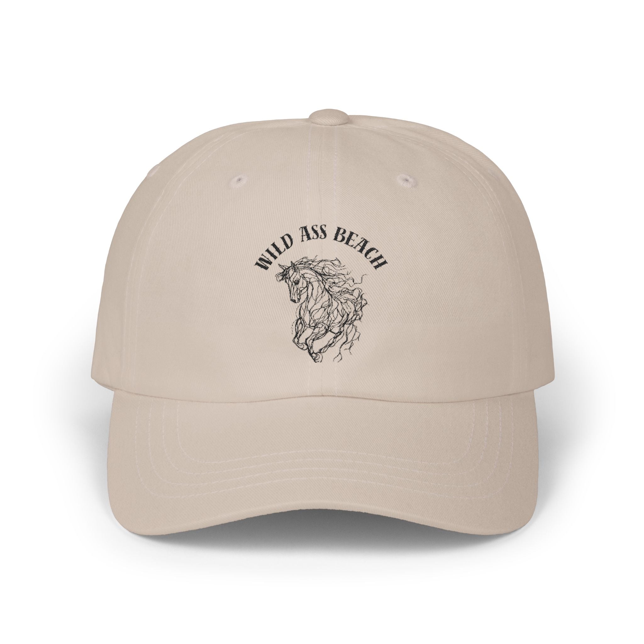 Dad Cap – "Wild Ass Beach" Script with Wave Illustration