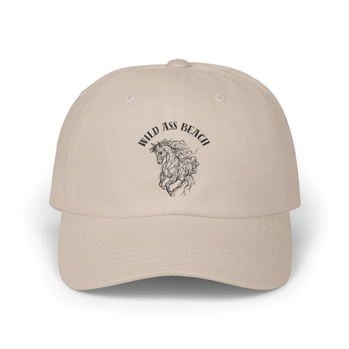 Dad Cap – "Wild Ass Beach" Script with Wave Illustration