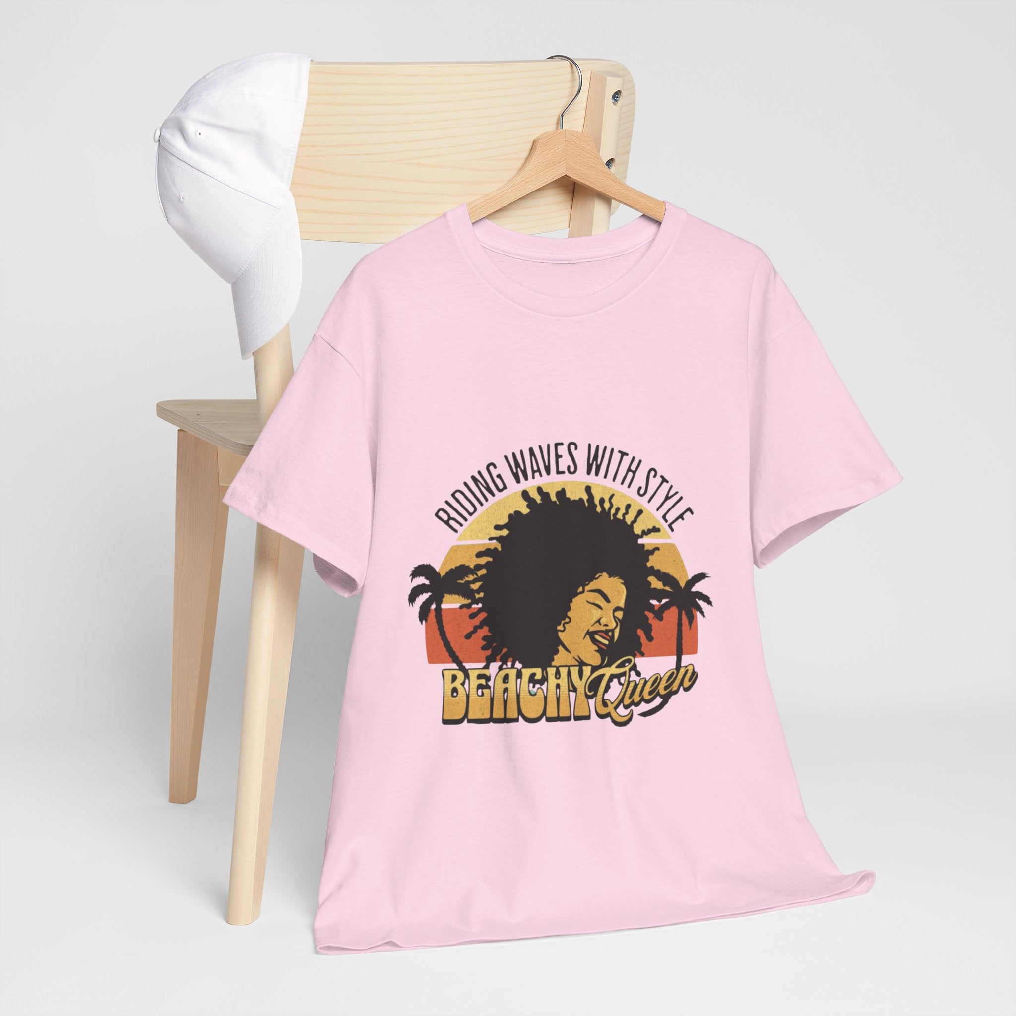 Beachy Vibes Tee — "Riding Waves With Style" Retro Sunset Surf T-Shirt