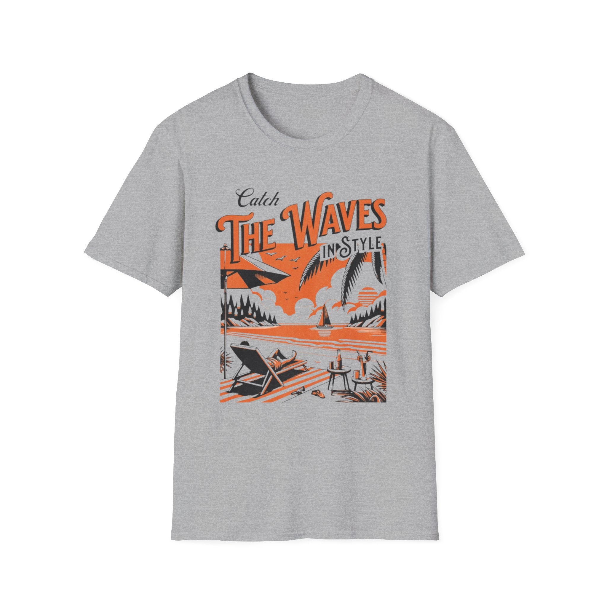 Beach Waves Graphic T-Shirt — "Catch The Waves in Style" Retro Surf Tee