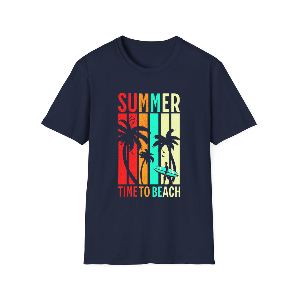 Summer Beach T-Shirt — "Time to Beach" Palm Tree Surf Graphic
