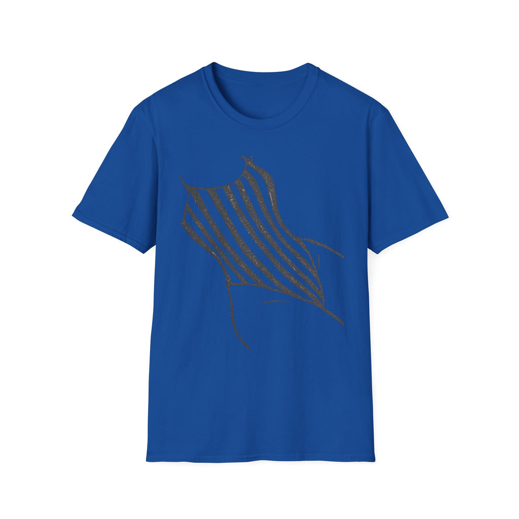 Striped One-Piece Swimsuit Graphic T-Shirt — Minimal Beach Vibe Tee