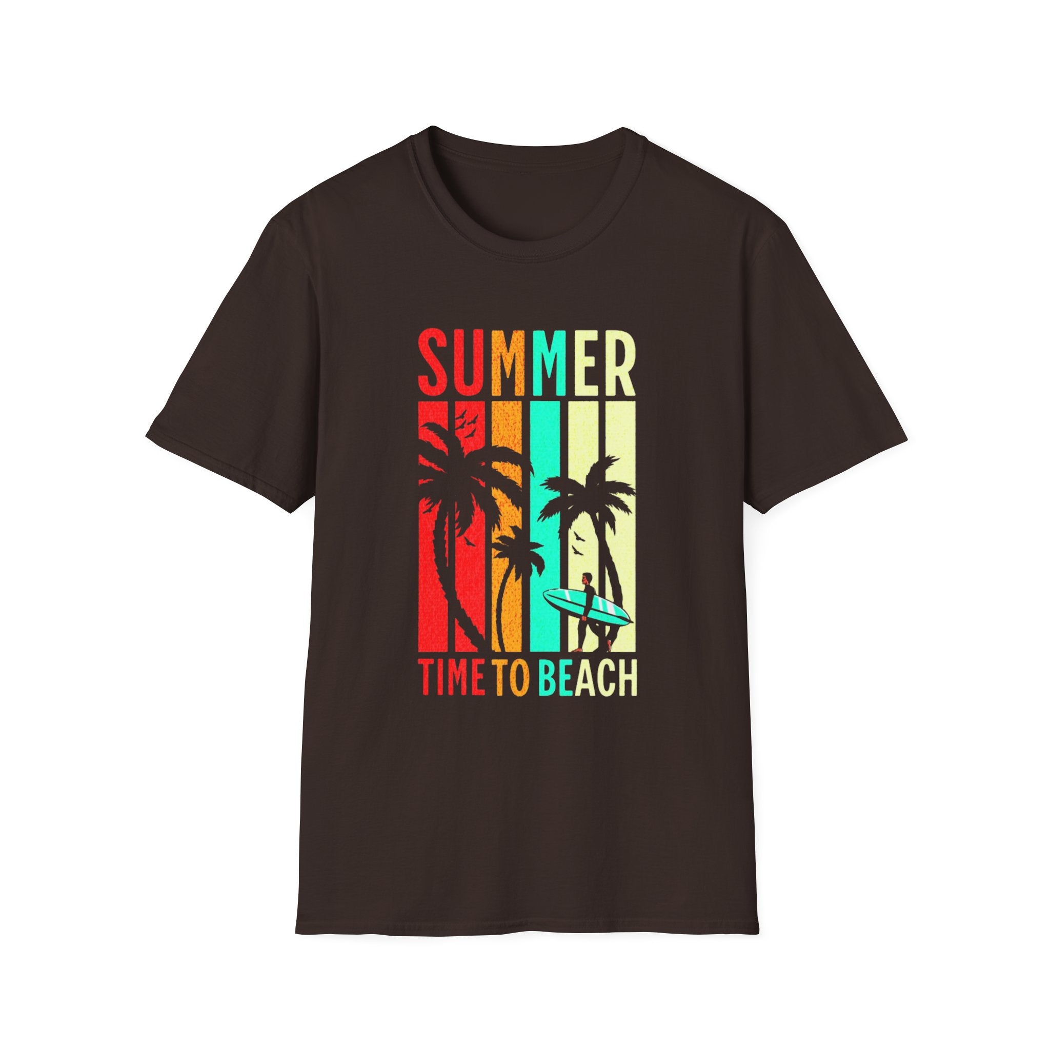 Summer Beach T-Shirt — "Time to Beach" Palm Tree Surf Graphic