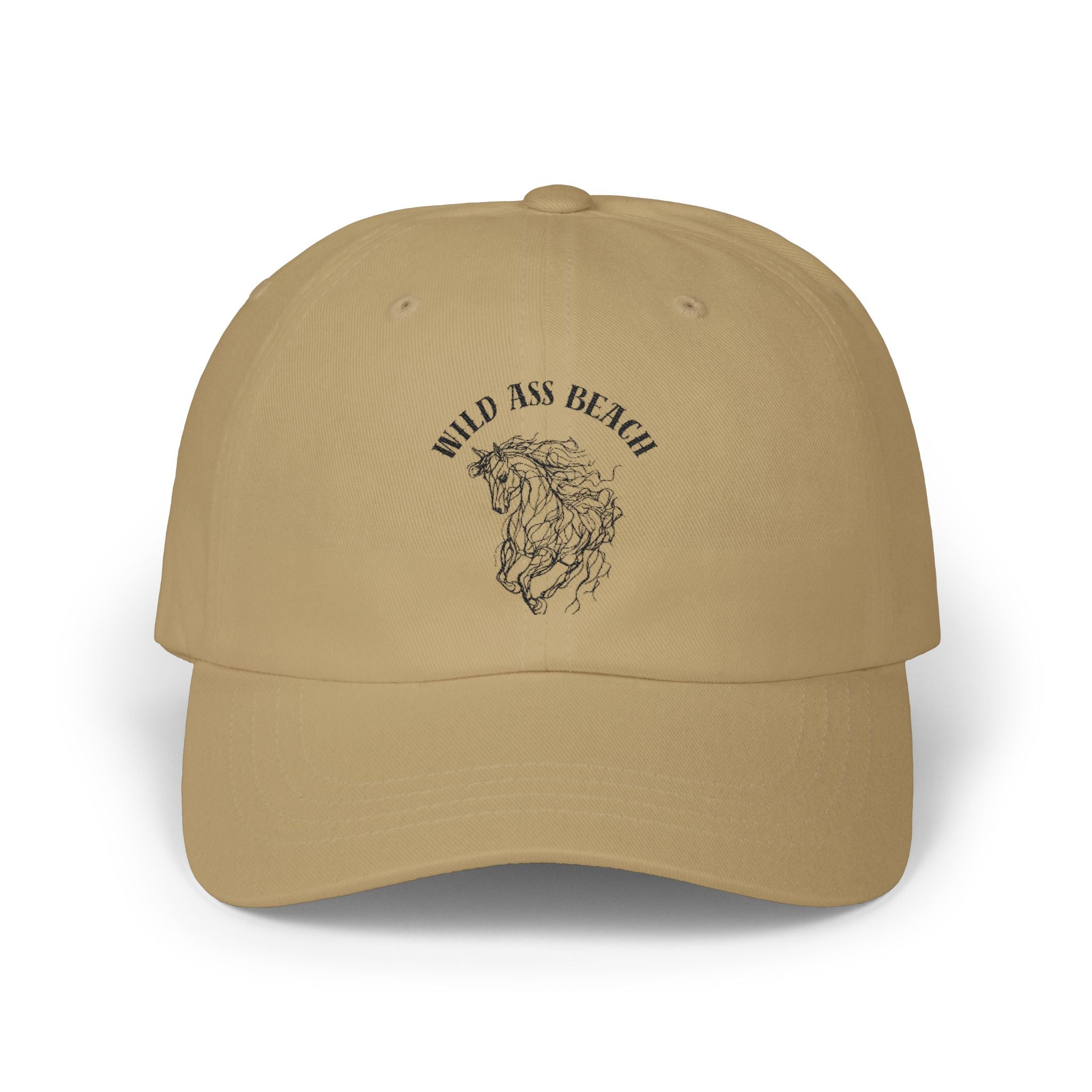 Dad Cap – "Wild Ass Beach" Script with Wave Illustration