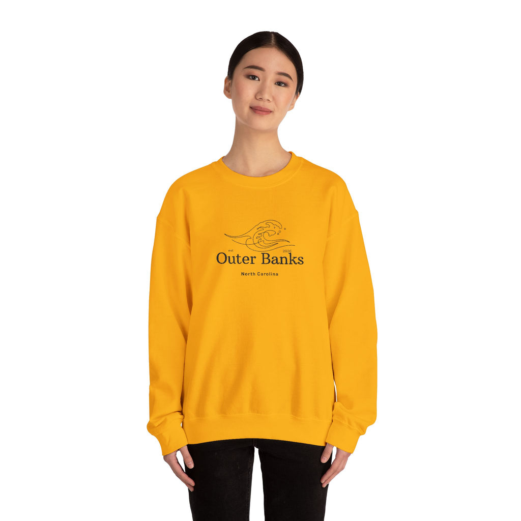 Outer Banks Coastal Wave Crewneck Sweatshirt — Embroidered Pullover