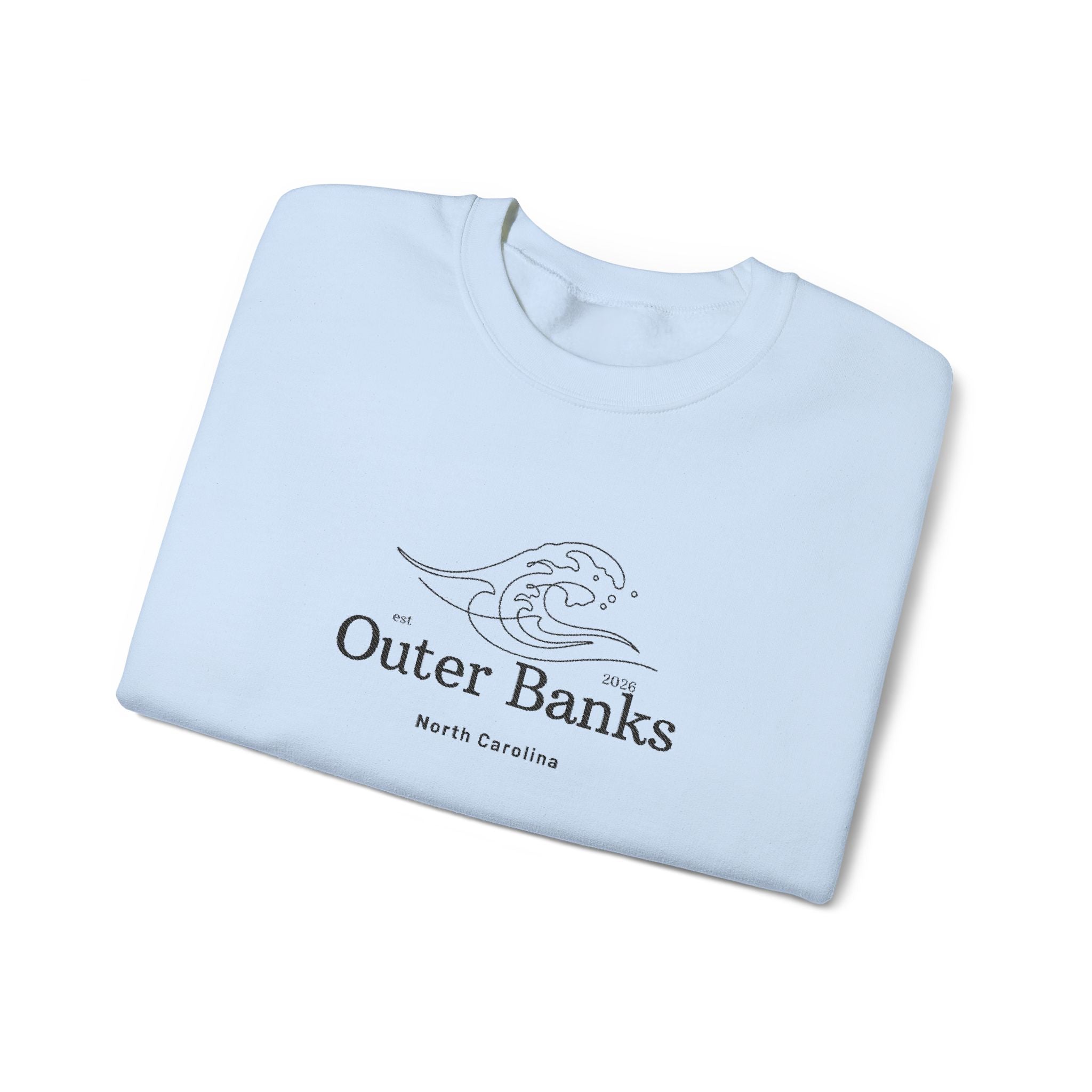 Outer Banks Coastal Wave Crewneck Sweatshirt — Embroidered Pullover