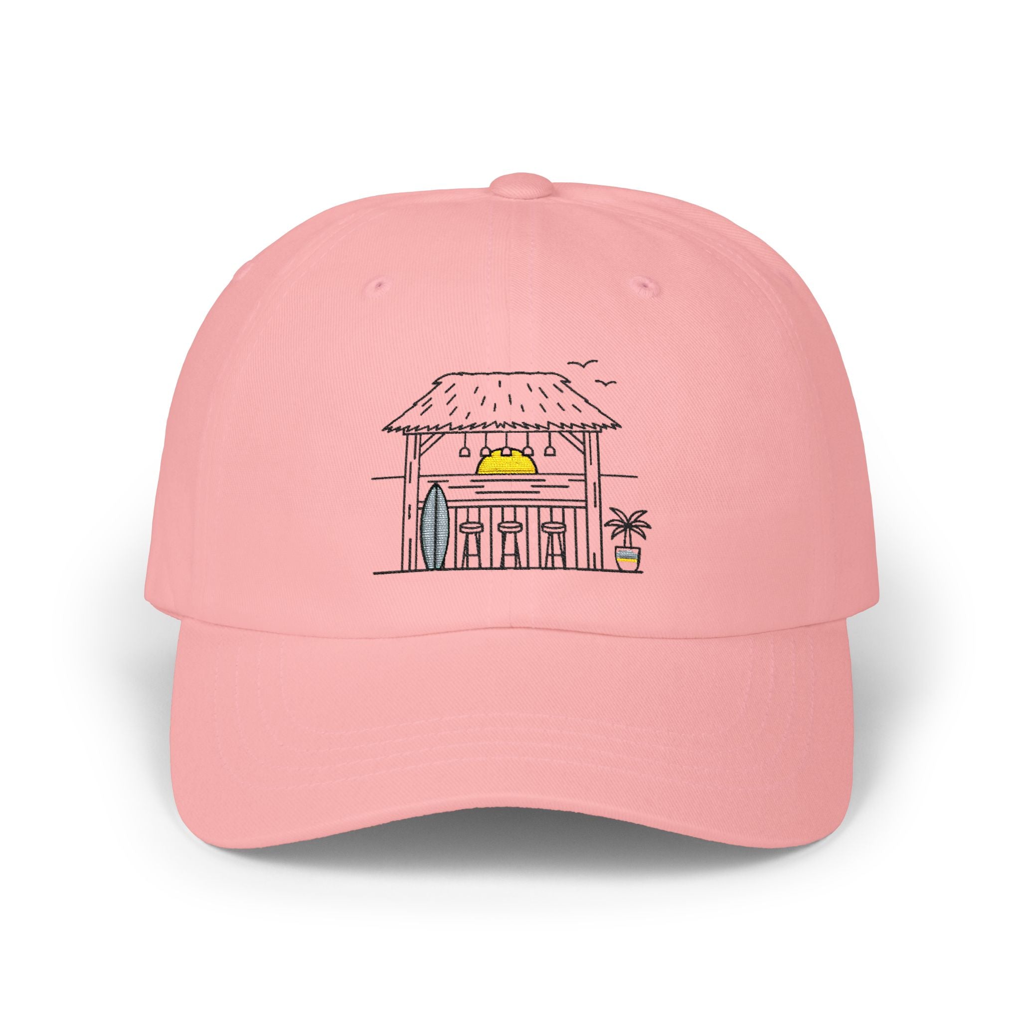 Beach Hut Dad Cap – Hand-Drawn Surf Shack Baseball Hat