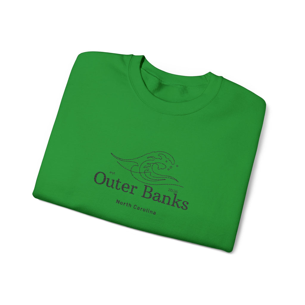 Outer Banks Coastal Wave Crewneck Sweatshirt — Embroidered Pullover