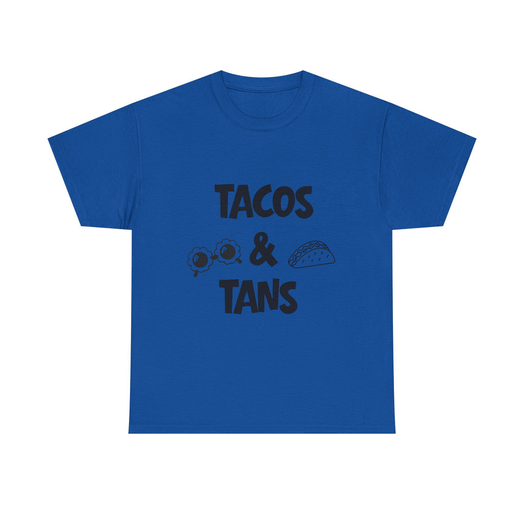 T-Shirt — "Tacos & Tans" Graphic Tee (Summer Vacation, Beach & Taco Night)