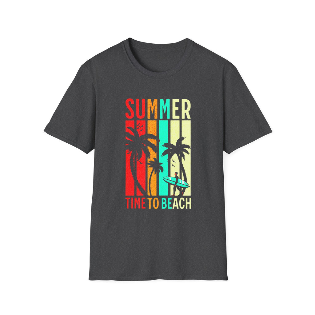 Summer Beach T-Shirt — "Time to Beach" Palm Tree Surf Graphic