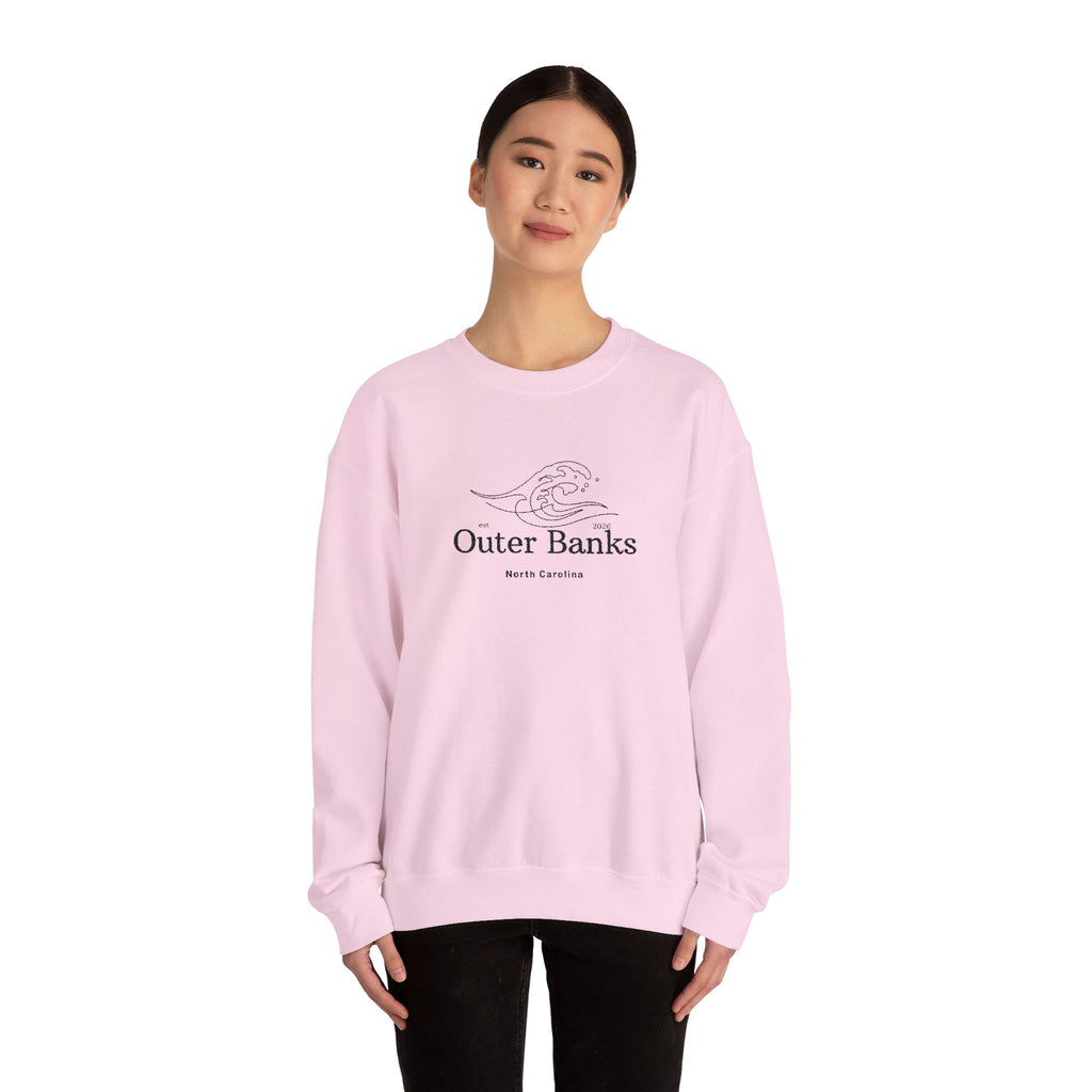 Outer Banks Coastal Wave Crewneck Sweatshirt — Embroidered Pullover