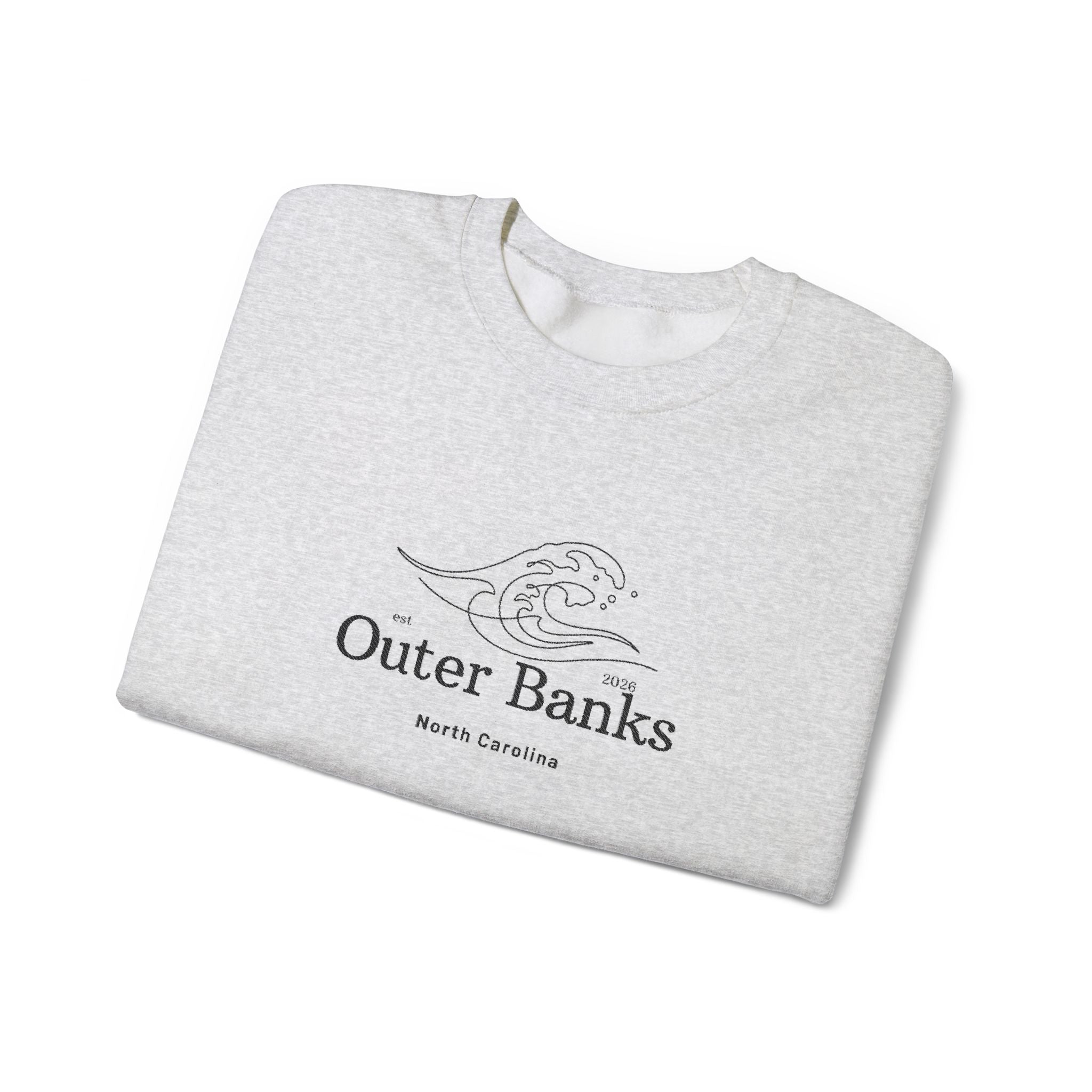 Outer Banks Coastal Wave Crewneck Sweatshirt — Embroidered Pullover