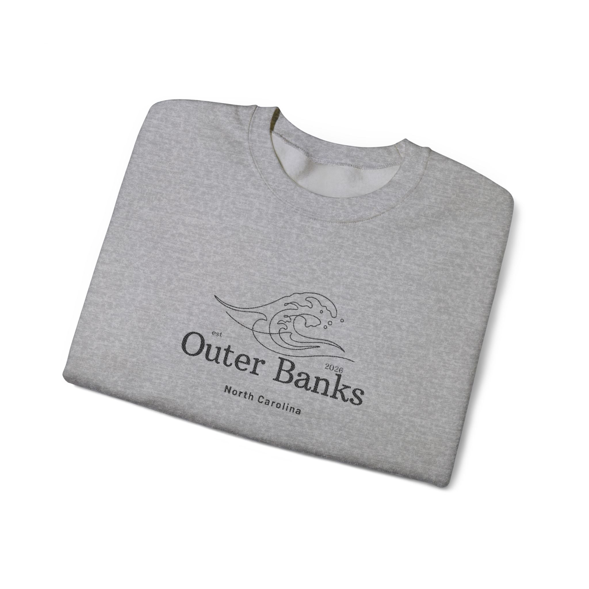 Outer Banks Coastal Wave Crewneck Sweatshirt — Embroidered Pullover