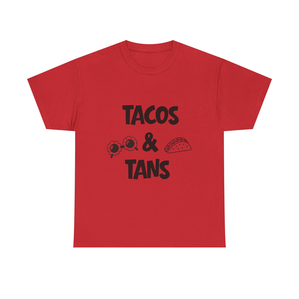 T-Shirt — "Tacos & Tans" Graphic Tee (Summer Vacation, Beach & Taco Night)