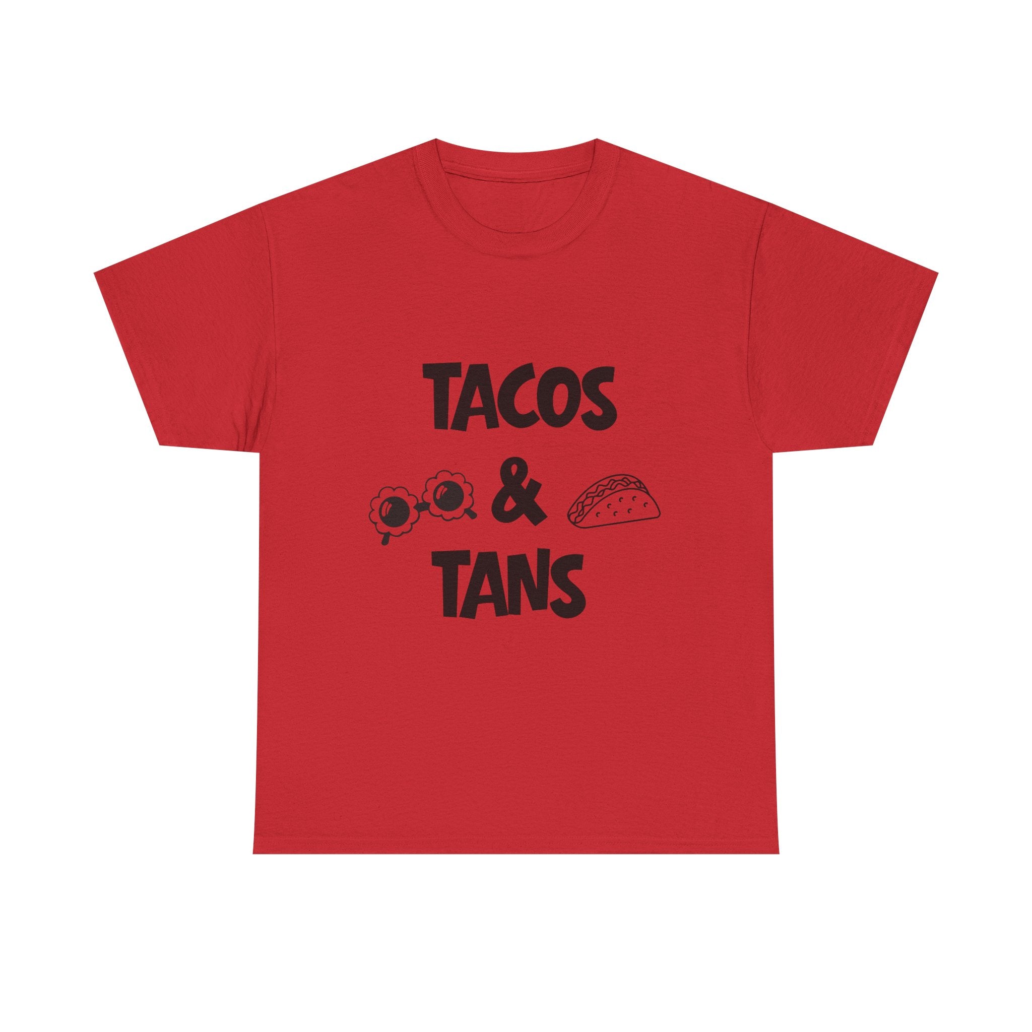 T-Shirt — "Tacos & Tans" Graphic Tee (Summer Vacation, Beach & Taco Night)