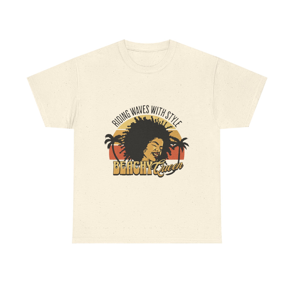 Beachy Vibes Tee — "Riding Waves With Style" Retro Sunset Surf T-Shirt