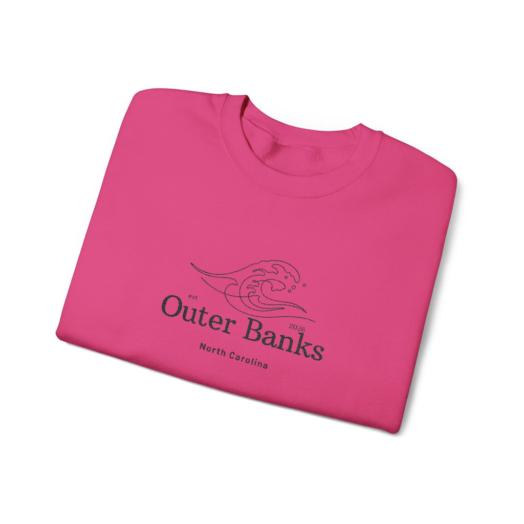 Outer Banks Coastal Wave Crewneck Sweatshirt — Embroidered Pullover