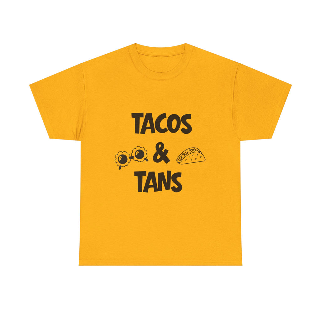 T-Shirt — "Tacos & Tans" Graphic Tee (Summer Vacation, Beach & Taco Night)