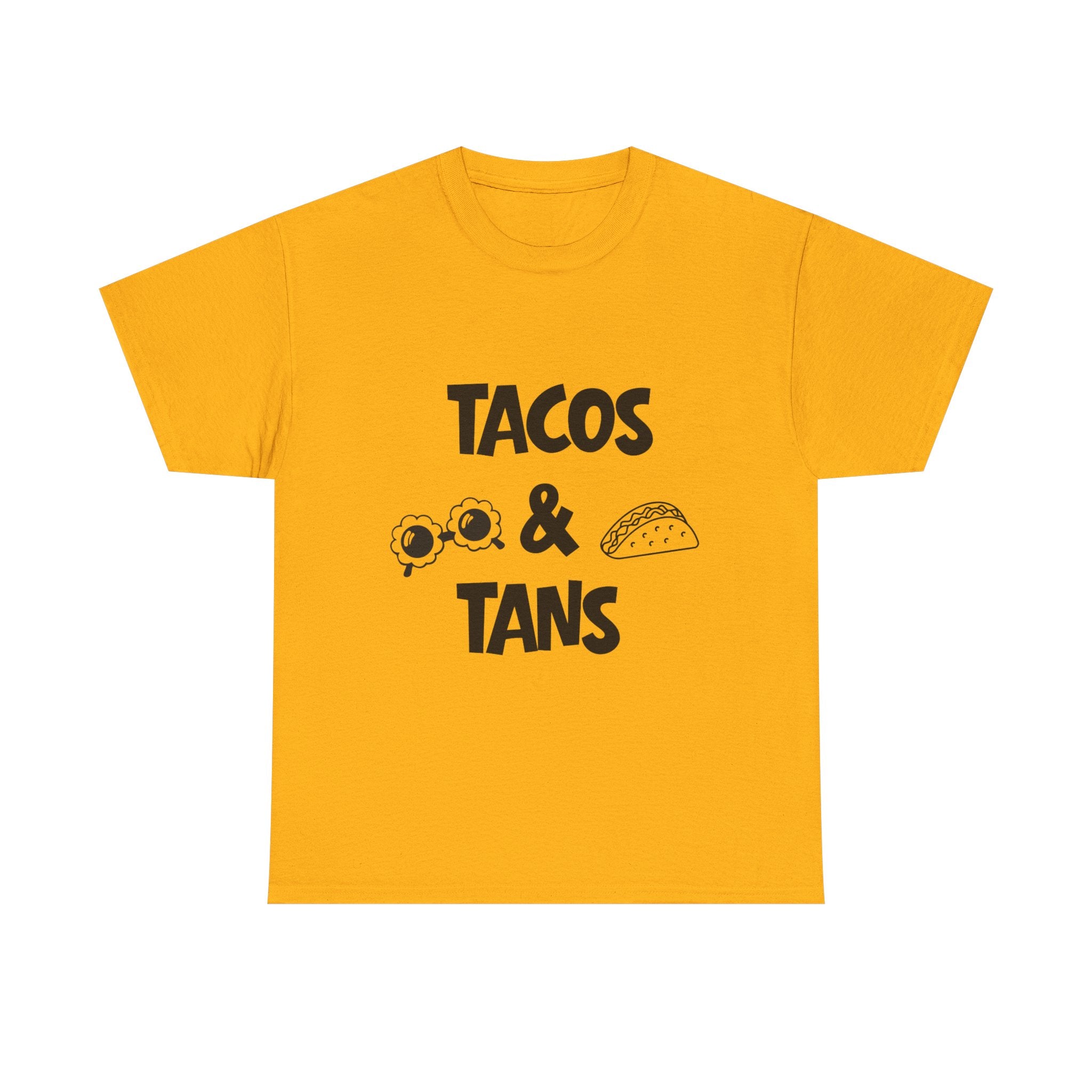 T-Shirt — "Tacos & Tans" Graphic Tee (Summer Vacation, Beach & Taco Night)