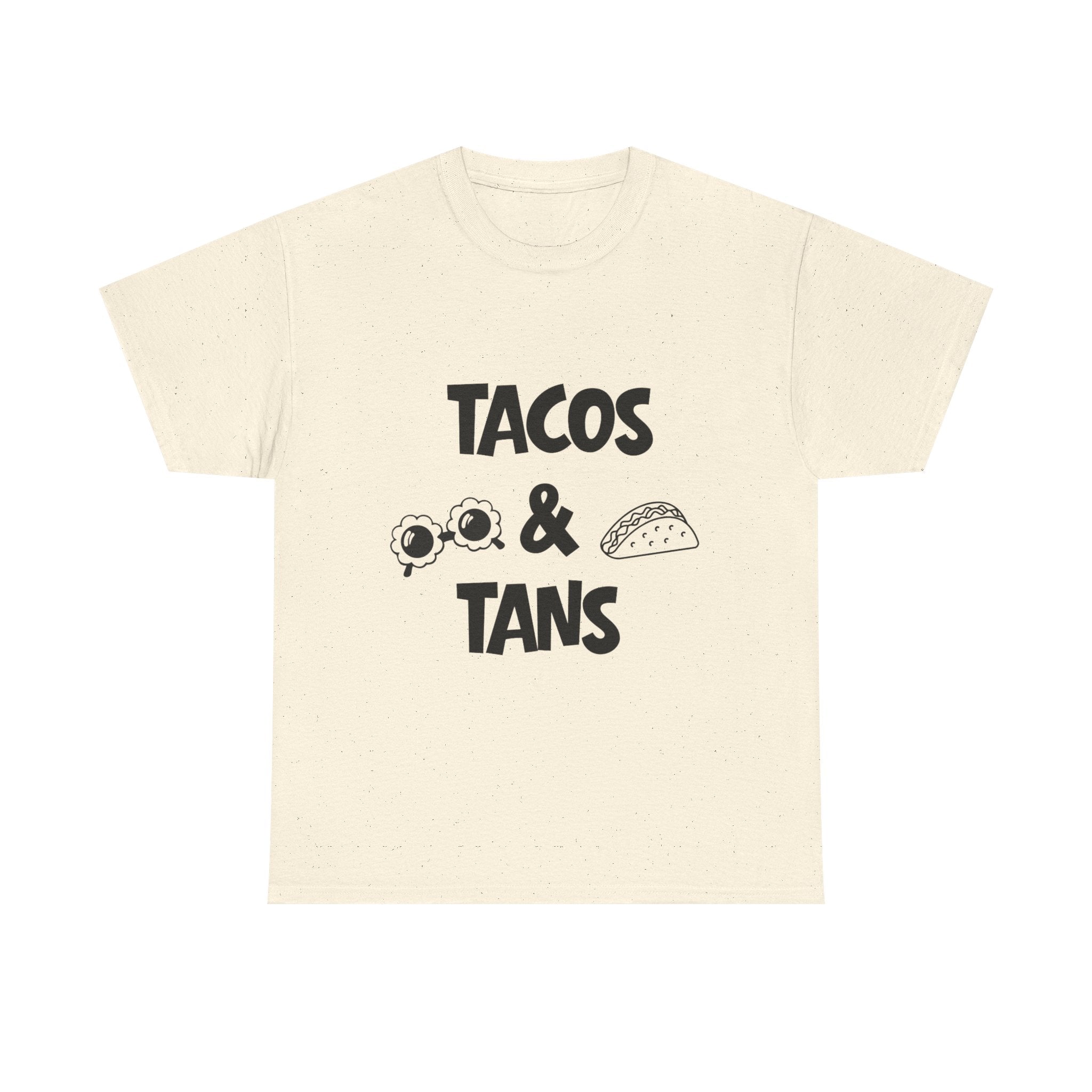 T-Shirt — "Tacos & Tans" Graphic Tee (Summer Vacation, Beach & Taco Night)