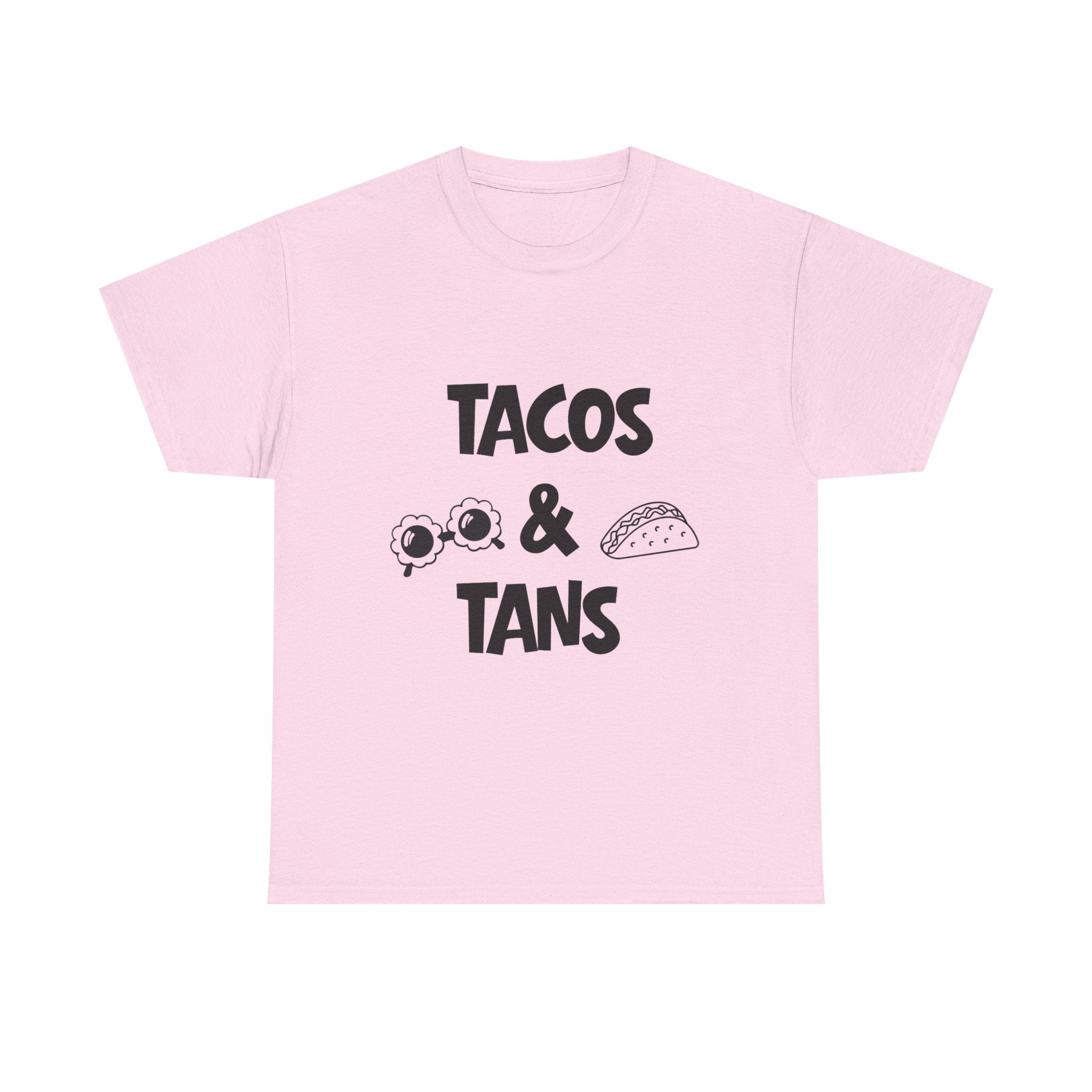 T-Shirt — "Tacos & Tans" Graphic Tee (Summer Vacation, Beach & Taco Night)