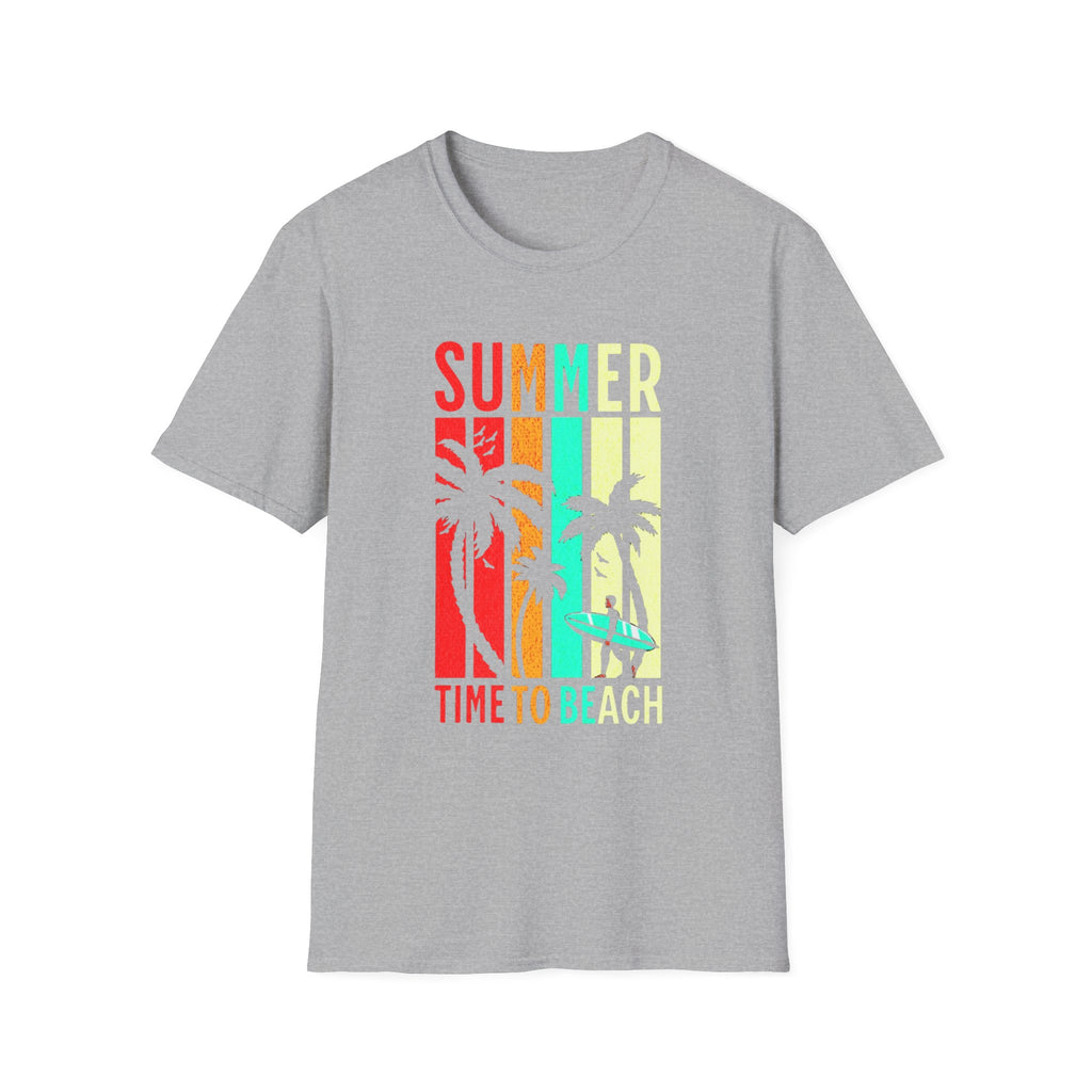Summer Beach T-Shirt — "Time to Beach" Palm Tree Surf Graphic