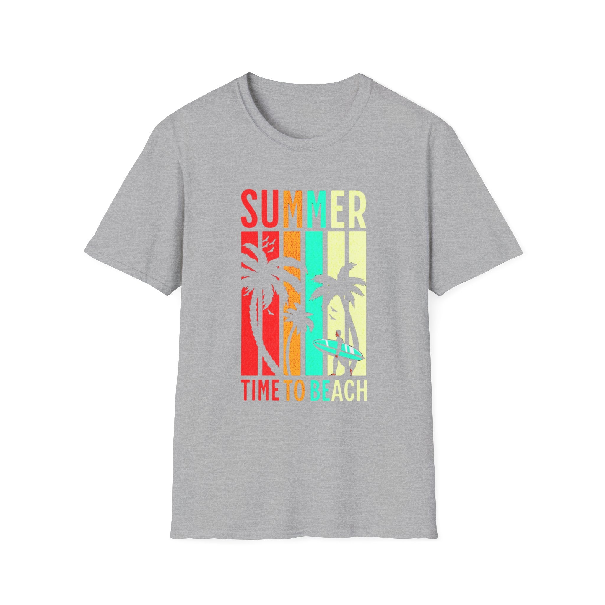 Summer Beach T-Shirt — "Time to Beach" Palm Tree Surf Graphic