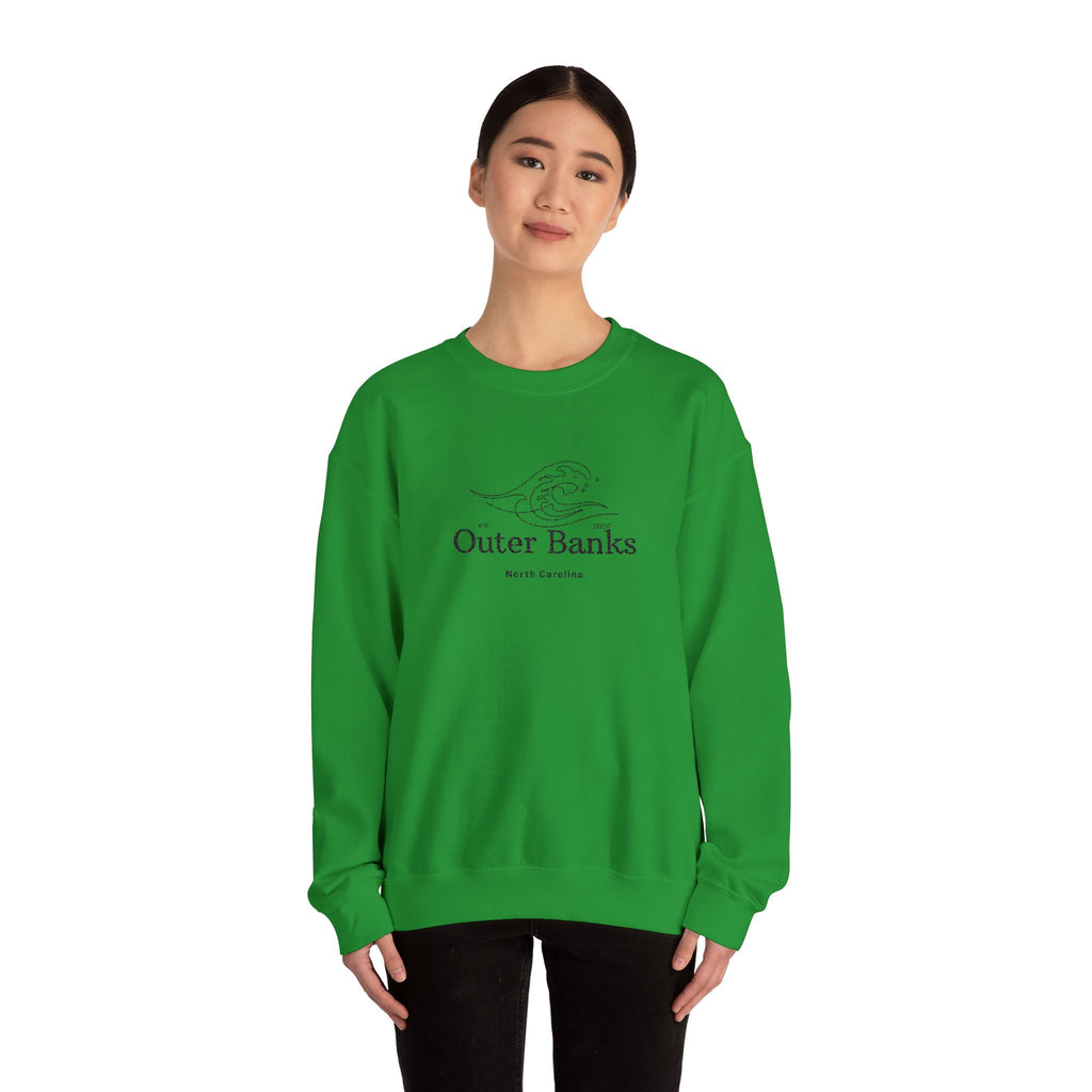 Outer Banks Coastal Wave Crewneck Sweatshirt — Embroidered Pullover