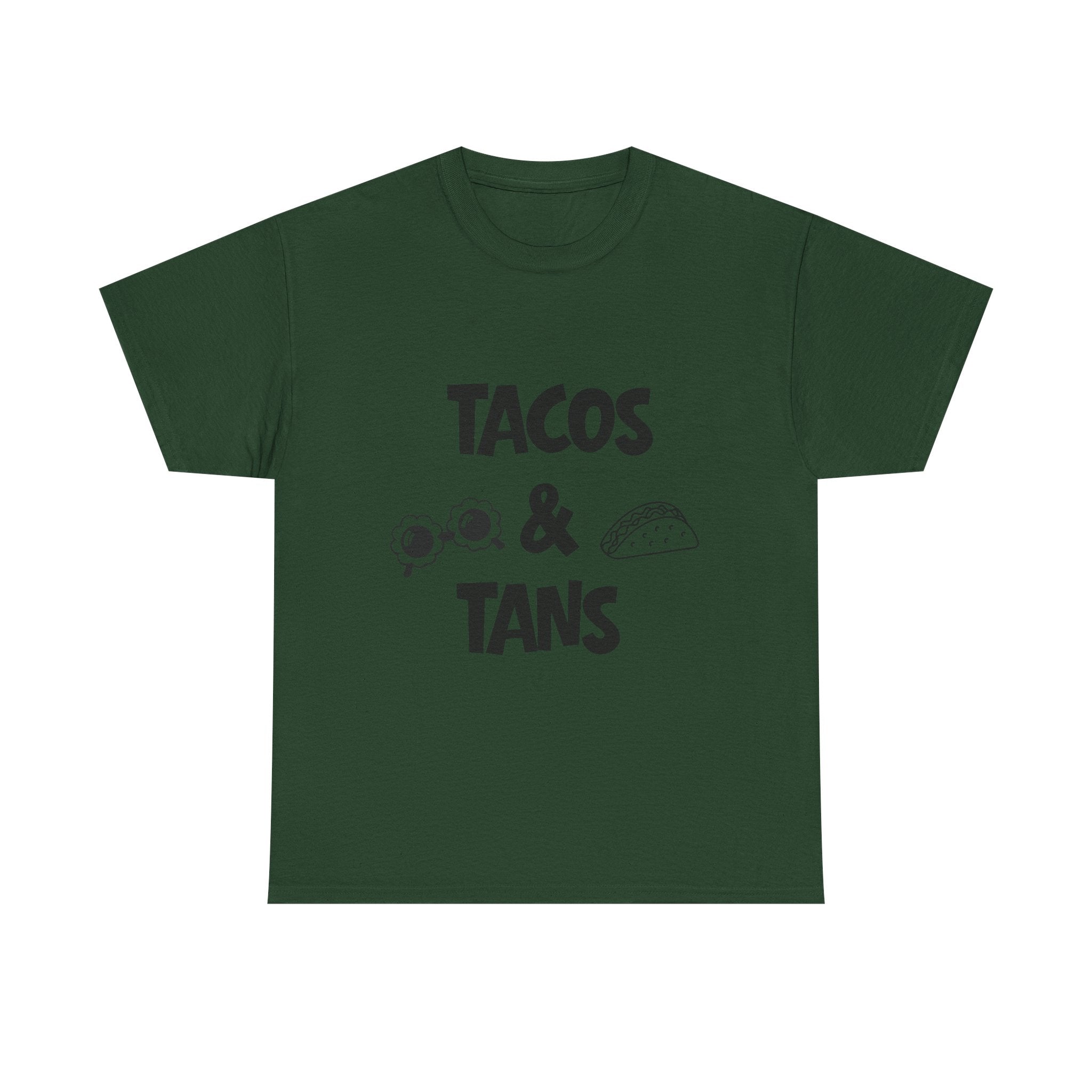 T-Shirt — "Tacos & Tans" Graphic Tee (Summer Vacation, Beach & Taco Night)