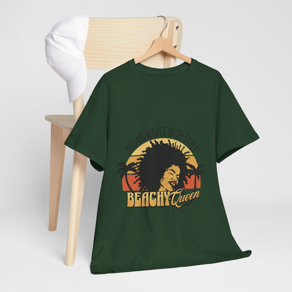 Beachy Vibes Tee — "Riding Waves With Style" Retro Sunset Surf T-Shirt