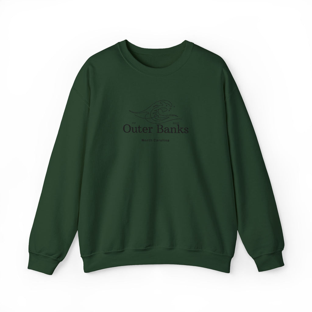 Outer Banks Coastal Wave Crewneck Sweatshirt — Embroidered Pullover