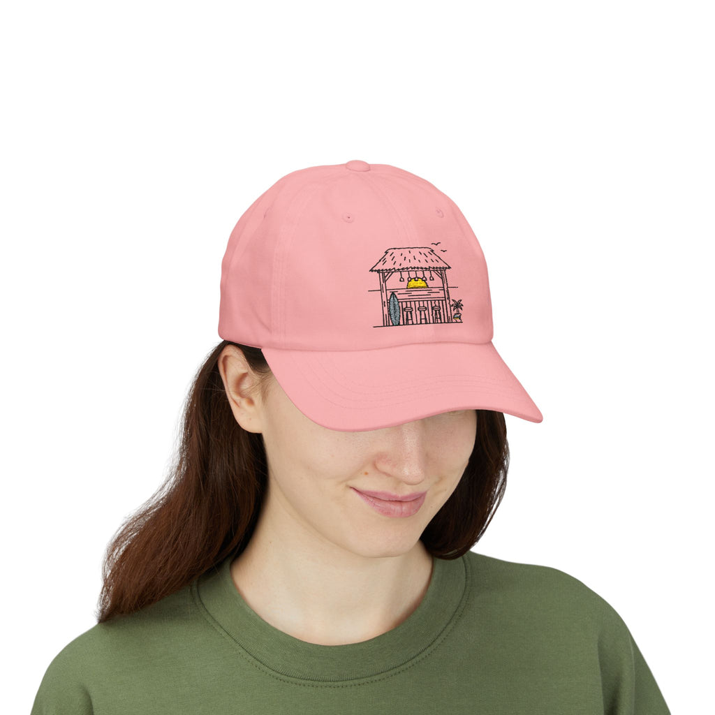 Beach Hut Dad Cap – Hand-Drawn Surf Shack Baseball Hat