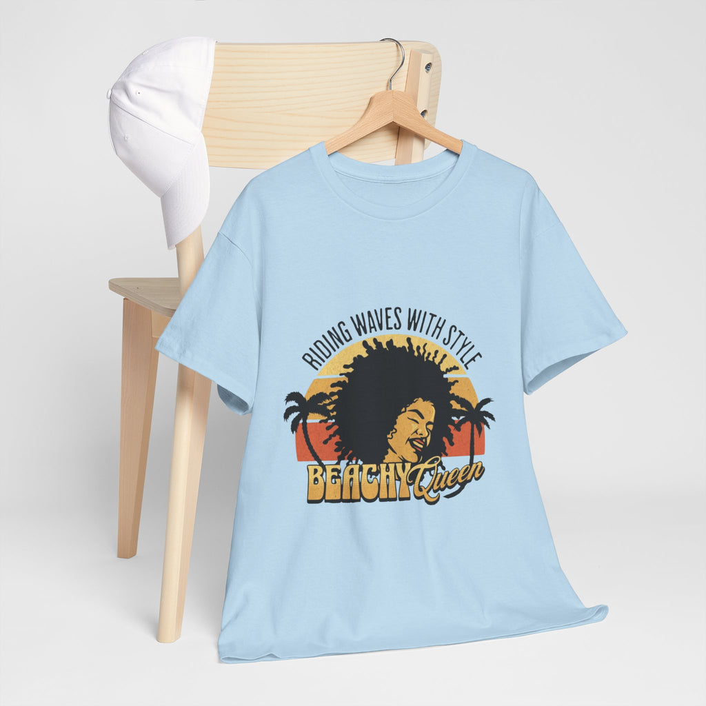 Beachy Vibes Tee — "Riding Waves With Style" Retro Sunset Surf T-Shirt