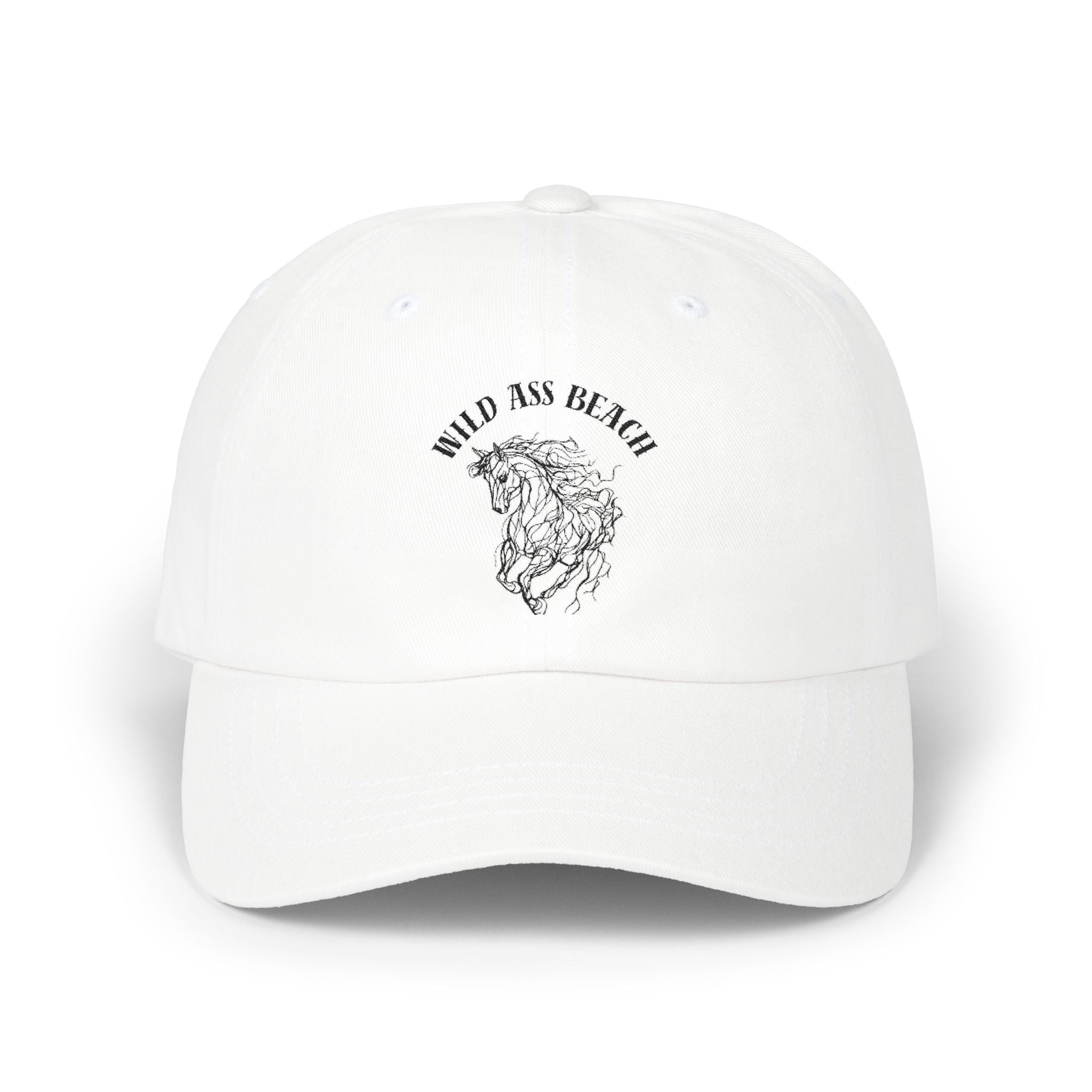Dad Cap – "Wild Ass Beach" Script with Wave Illustration