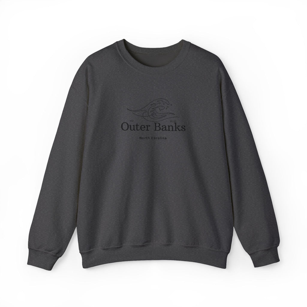 Outer Banks Coastal Wave Crewneck Sweatshirt — Embroidered Pullover