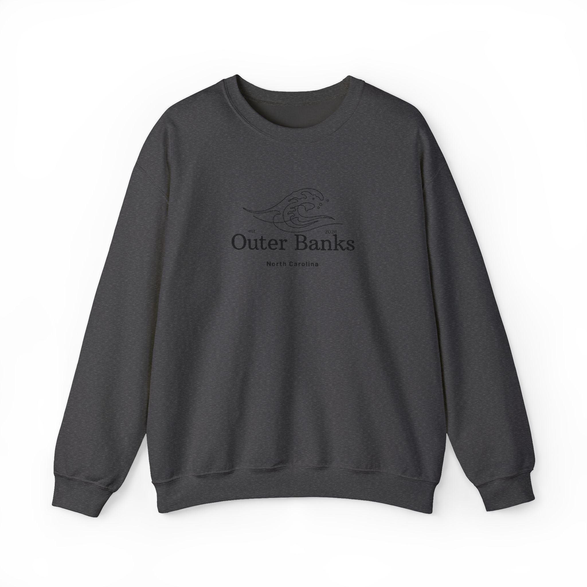 Outer Banks Coastal Wave Crewneck Sweatshirt — Embroidered Pullover