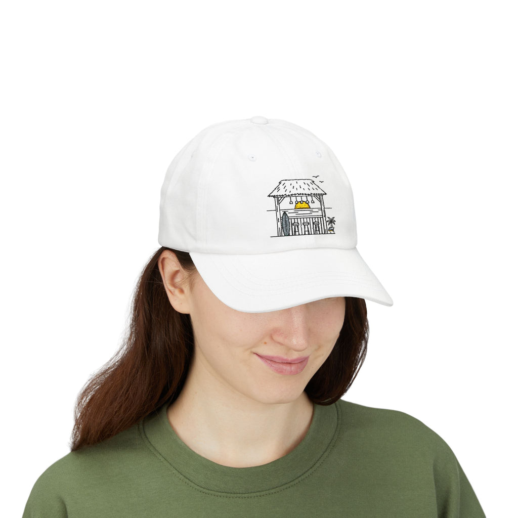 Beach Hut Dad Cap – Hand-Drawn Surf Shack Baseball Hat