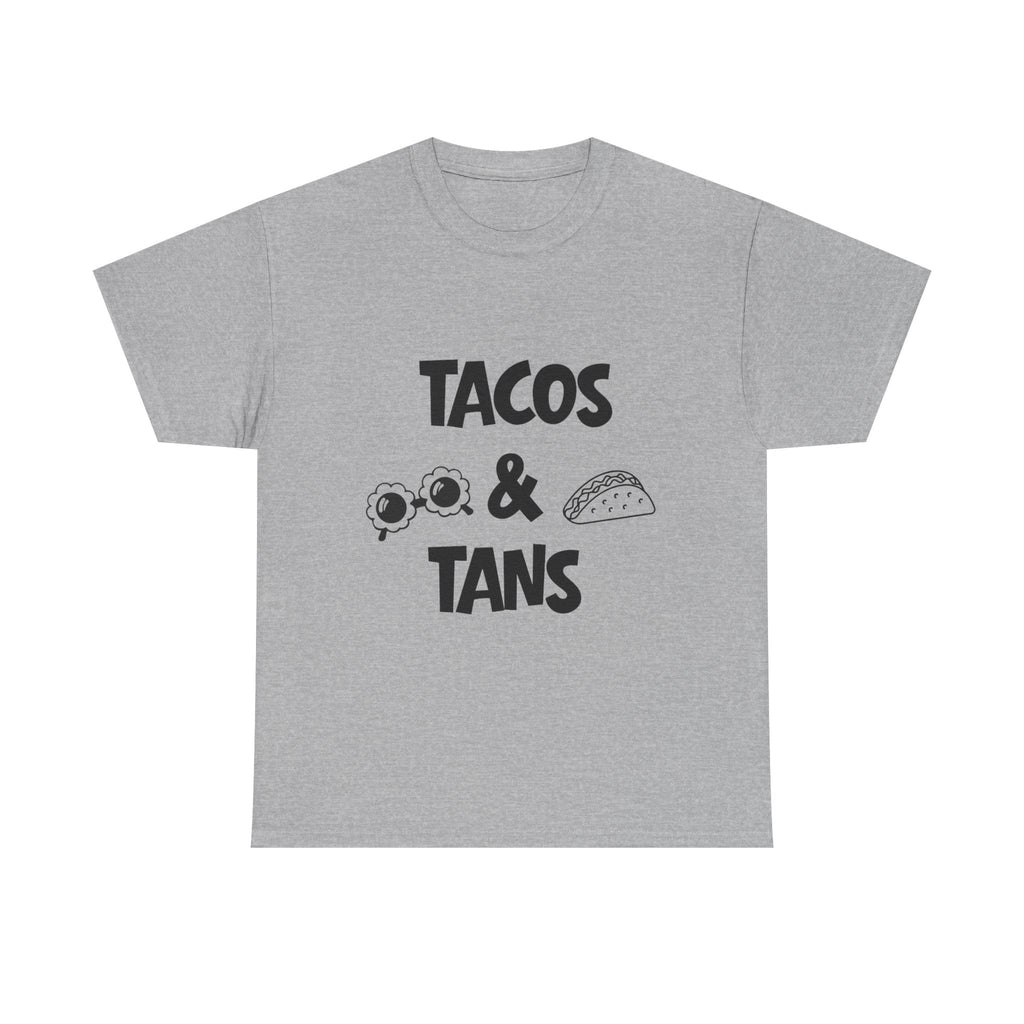 T-Shirt — "Tacos & Tans" Graphic Tee (Summer Vacation, Beach & Taco Night)
