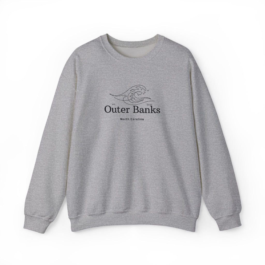 Outer Banks Coastal Wave Crewneck Sweatshirt — Embroidered Pullover