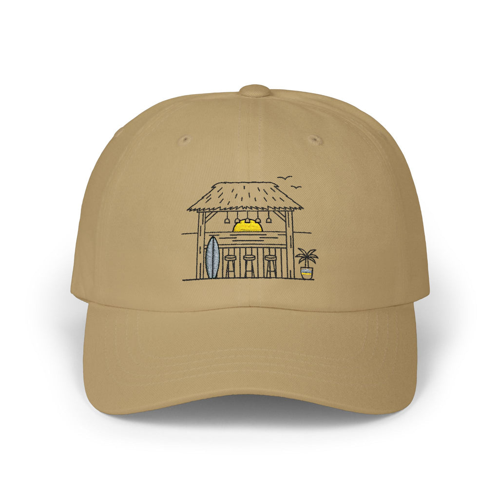 Beach Hut Dad Cap – Hand-Drawn Surf Shack Baseball Hat