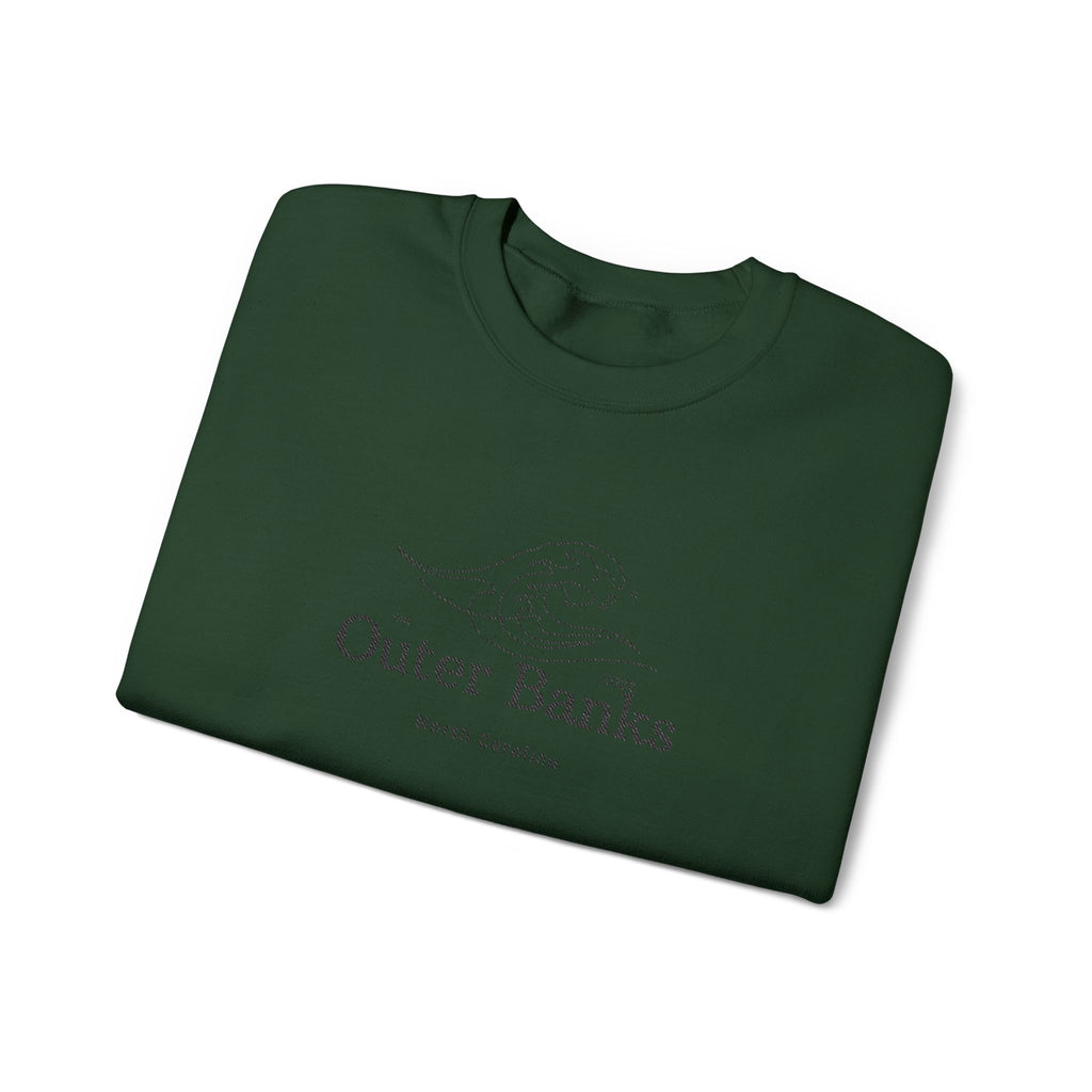 Outer Banks Coastal Wave Crewneck Sweatshirt — Embroidered Pullover