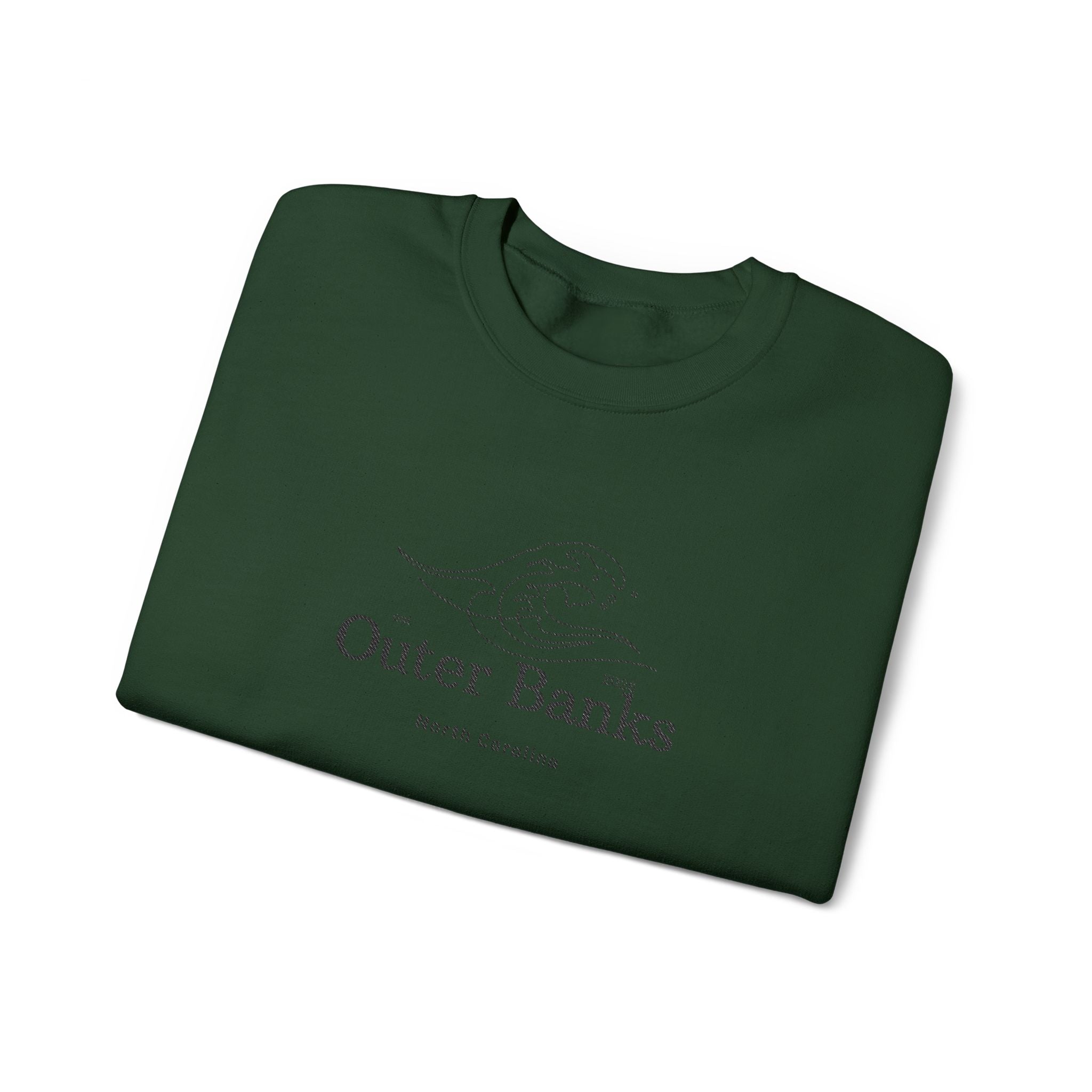 Outer Banks Coastal Wave Crewneck Sweatshirt — Embroidered Pullover