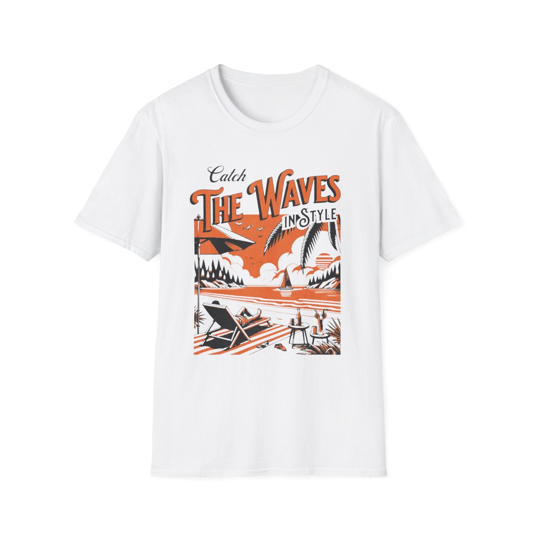 Beach Waves Graphic T-Shirt — "Catch The Waves in Style" Retro Surf Tee