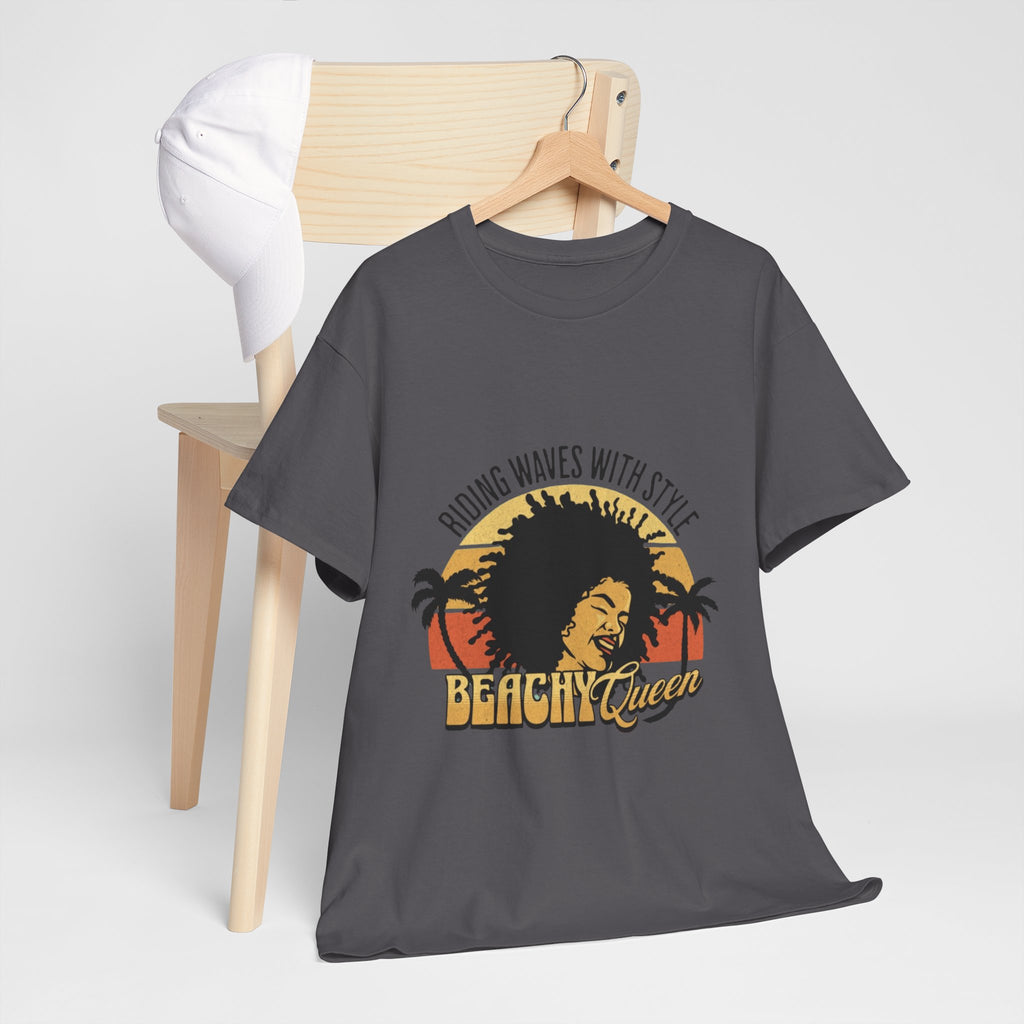Beachy Vibes Tee — "Riding Waves With Style" Retro Sunset Surf T-Shirt