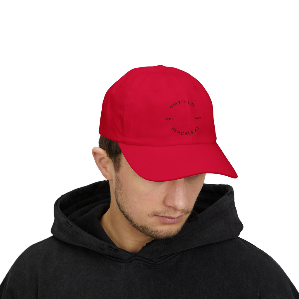 Classic Dad Cap — "Where's the Beaches At" Embroidered Beach Dad Hat