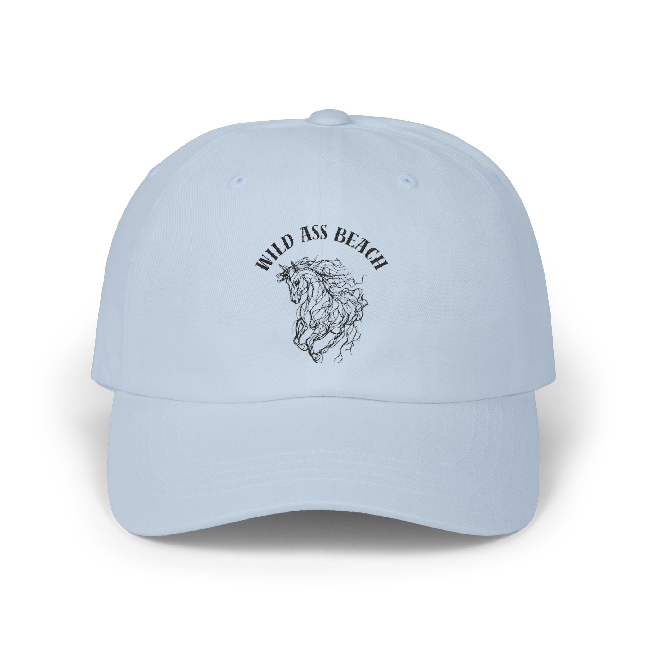 Dad Cap – "Wild Ass Beach" Script with Wave Illustration