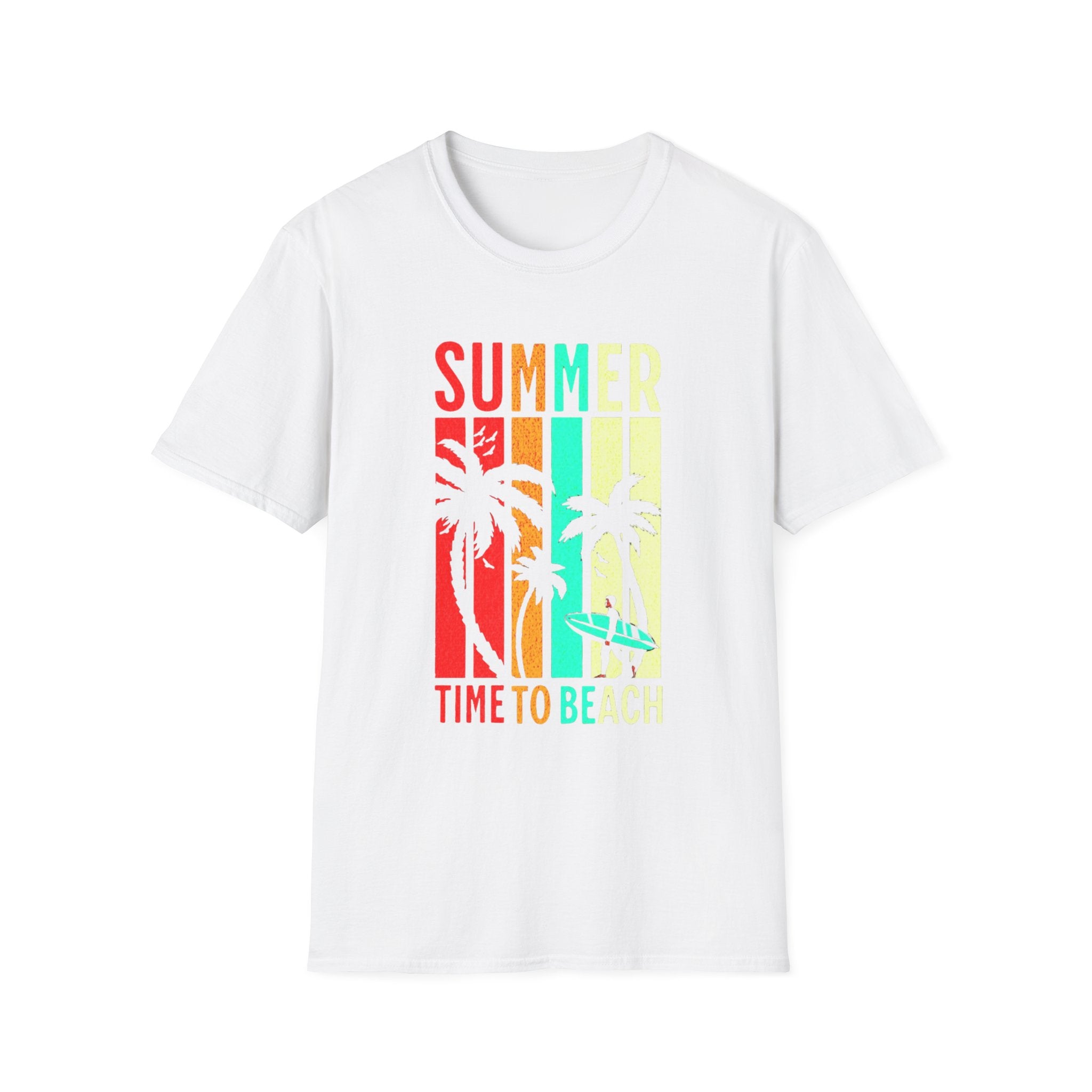 Summer Beach T-Shirt — "Time to Beach" Palm Tree Surf Graphic