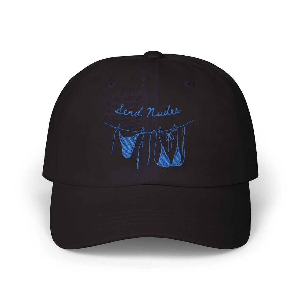 Dad Cap — "Send Nudes" Blue Embroidered Laundry Line Hat