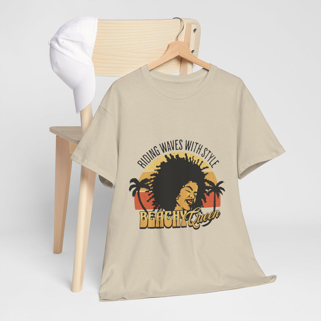 Beachy Vibes Tee — "Riding Waves With Style" Retro Sunset Surf T-Shirt