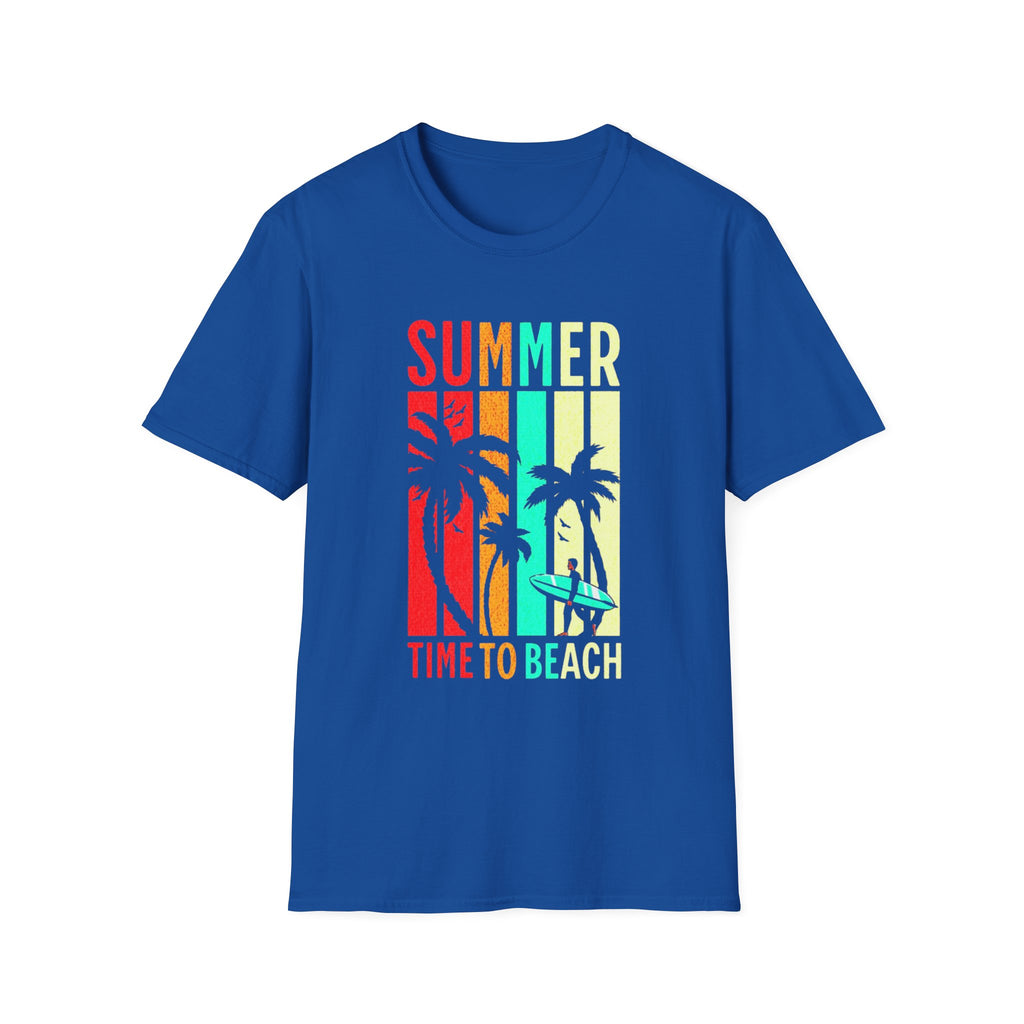 Summer Beach T-Shirt — "Time to Beach" Palm Tree Surf Graphic